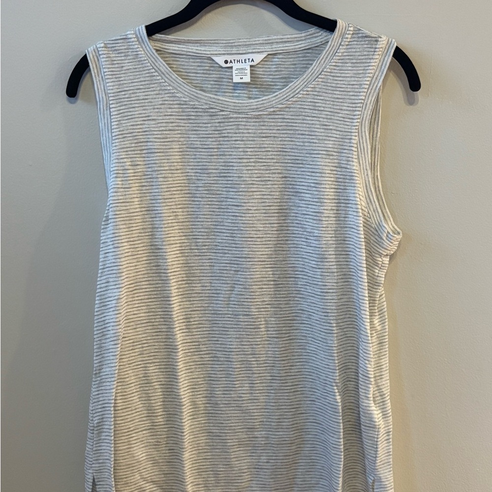 Athleta Light Gray Striped Tank Top